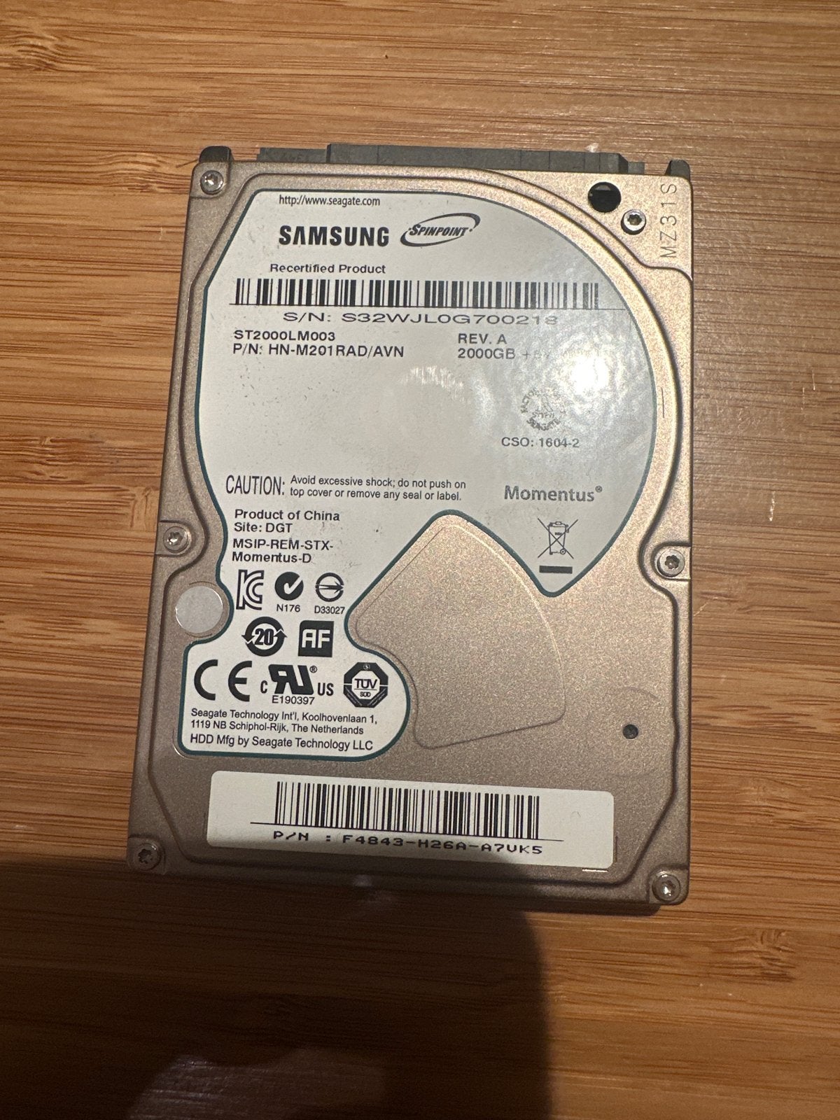 Samsung Spinpoint Momentus 2TB HDD 2,5 inch, Ophalen, Intern, Gebruikt, Laptop