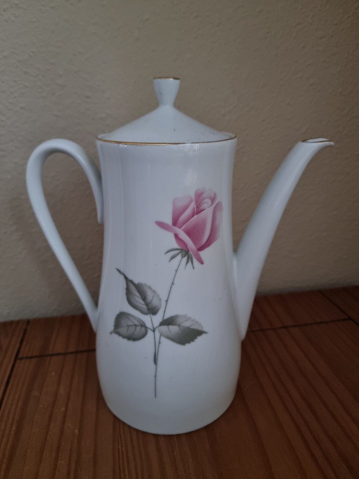 Eschenbach Koffiekan 1,5L met Roos en Goudrand, Antiek en Kunst, Ophalen of Verzenden