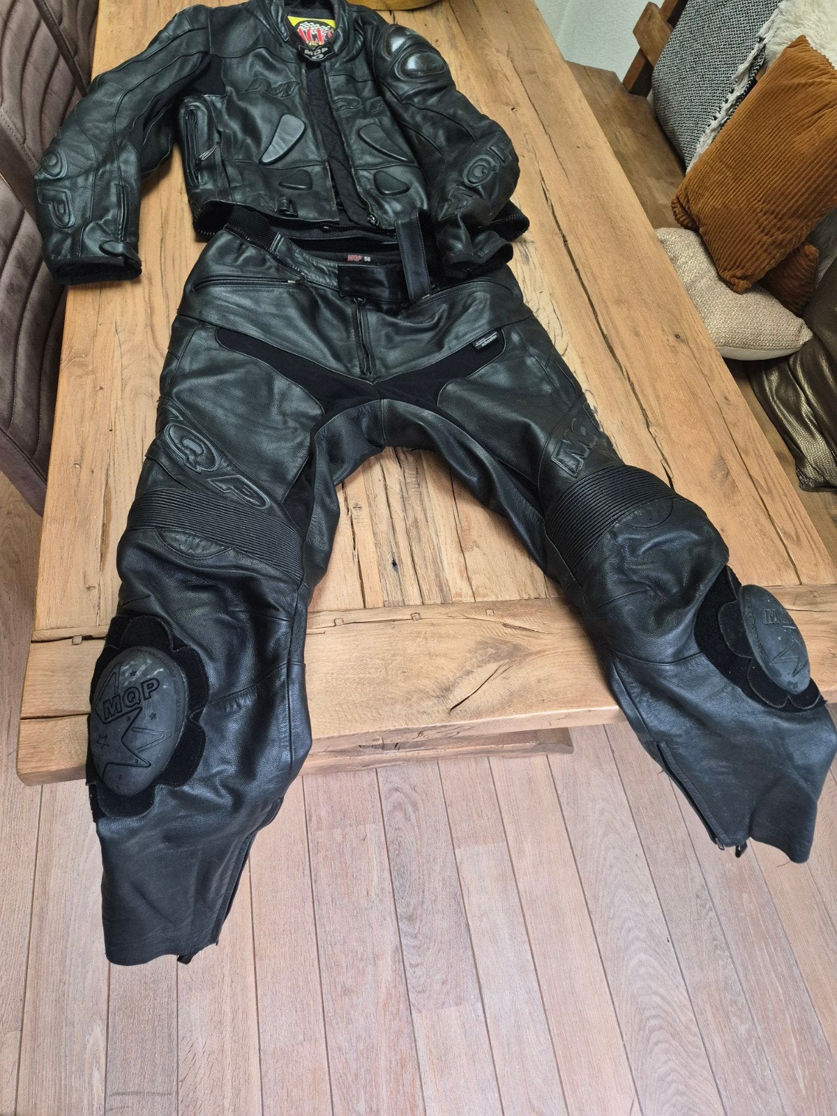 MQP Leren Motorpak - Jas en Broek (Maat 56), Motoren, MQP, Ophalen of Verzenden, Tweedehands, Heren
