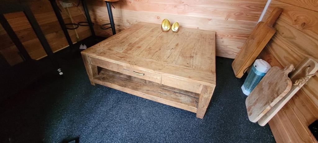 Salon tafel (massief eiken), Ophalen, Gebruikt, Rechthoekig, 100 tot 150 cm