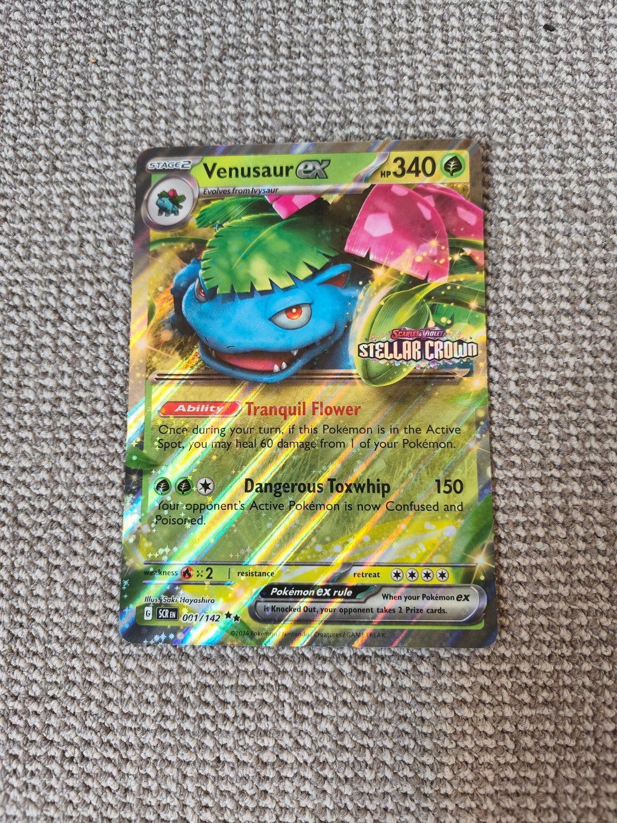 Venusaur EX 001/142 - Stellar Crown - Jumbo kaart - Pokemon, Ophalen of Verzenden