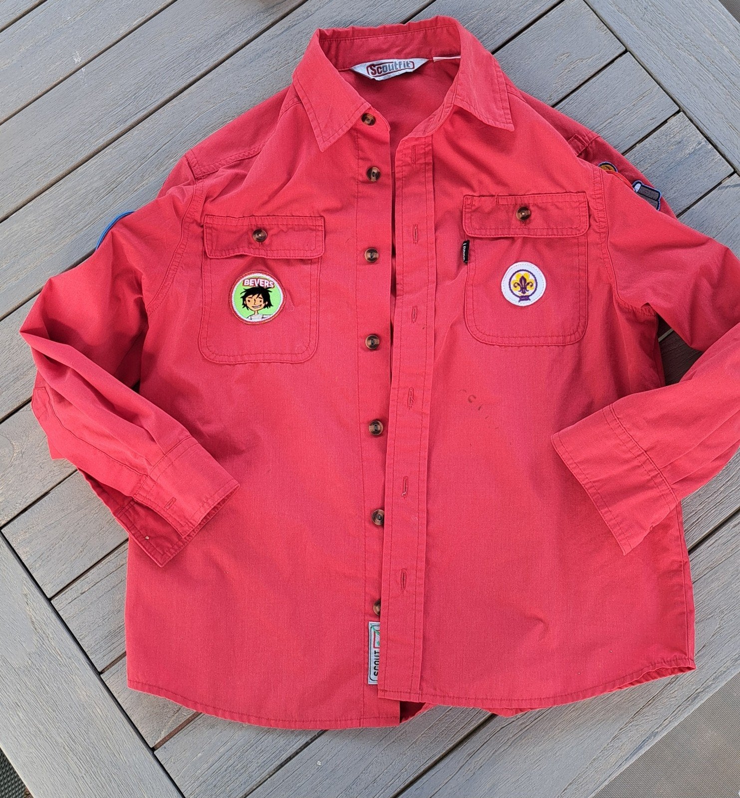 Scoutfit Scouting blouse Bever, maat 140, met insigne, Gebruikt, Jongen of Meisje, Overhemd of Blouse, Ophalen of Verzenden
