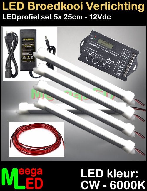 LED profiel strip TC420 SET 5x 25cm Broedkooi Kweekkooi, Dieren en Toebehoren, Ophalen of Verzenden, Nieuw, Aluminium, Broedkooi of Kweekkooi