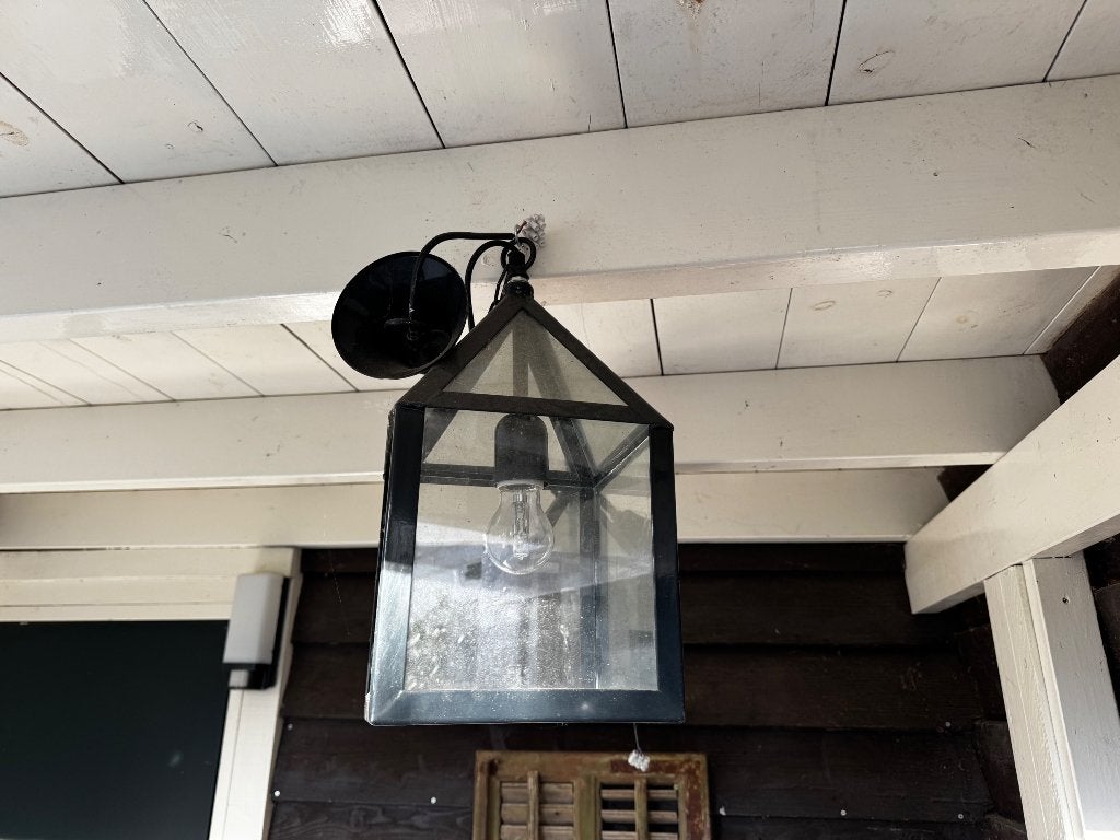 2 buiten hanglampen zwart, Tuin en Terras, Buitenverlichting, Ophalen, Minder dan 50 watt, Hanglamp, IJzer