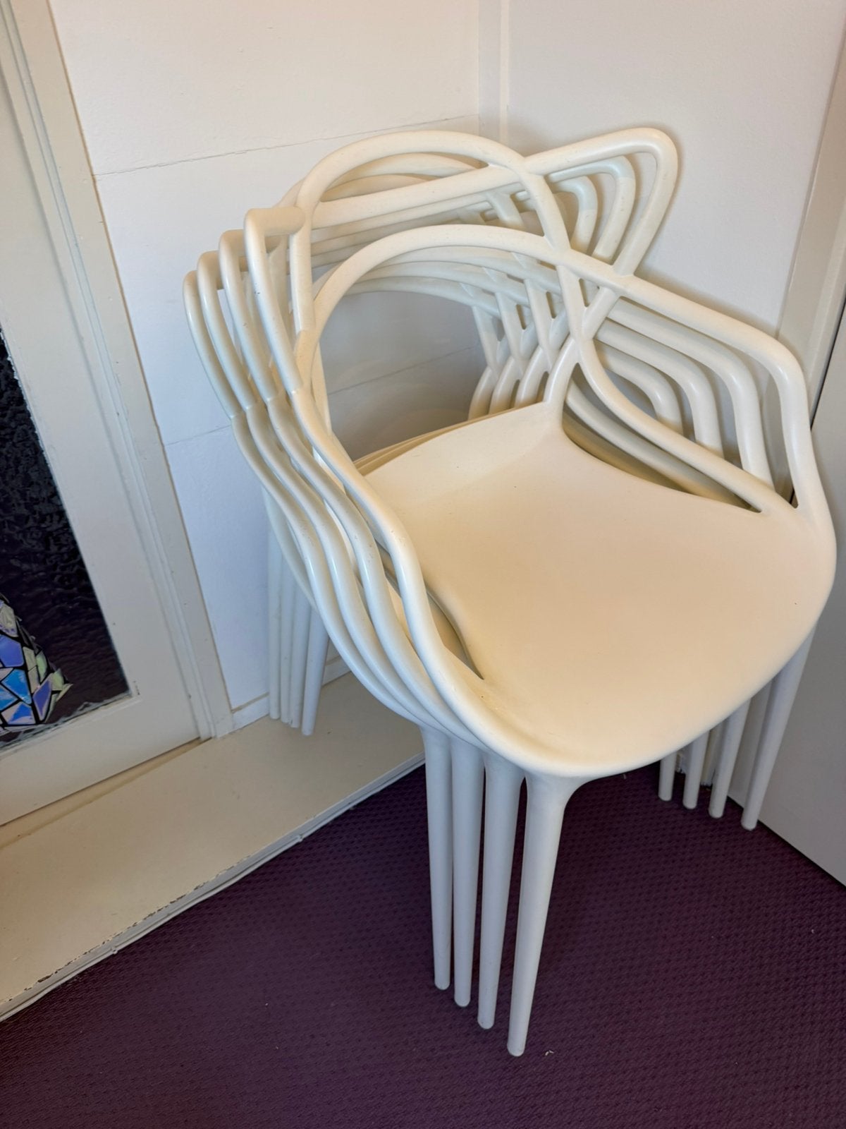 Kartell stoelen 4 stuks, Ophalen, Kunststof, Gebruikt, Wit