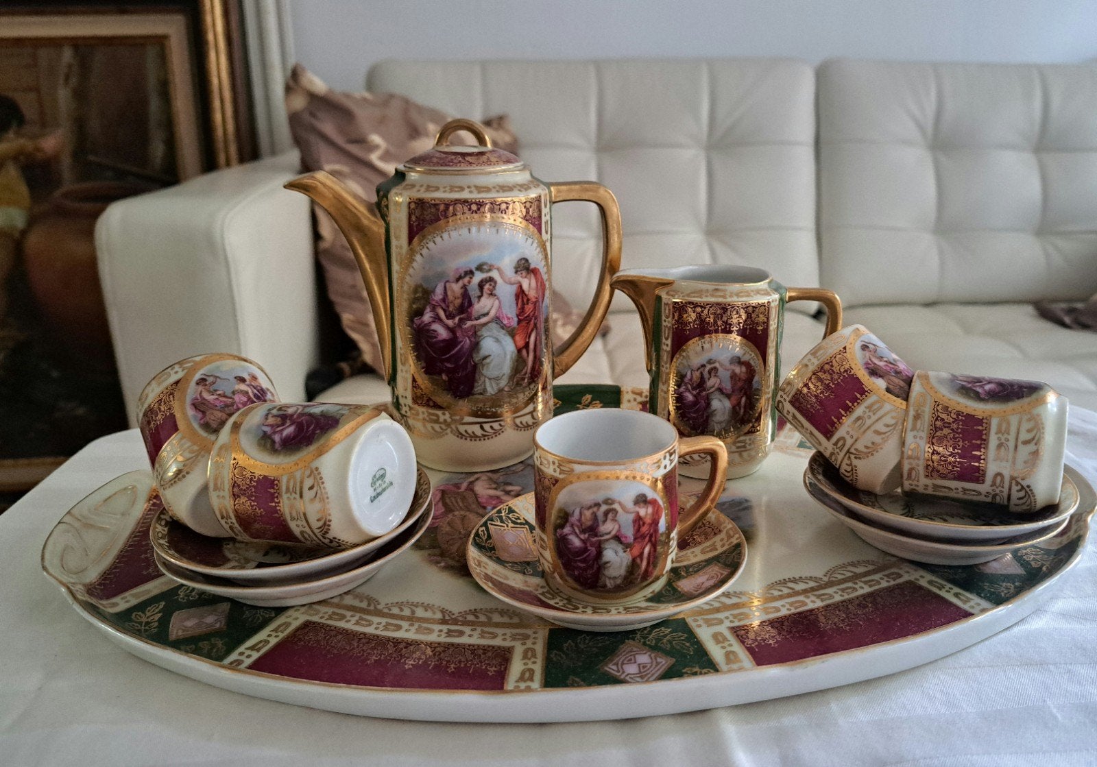 Boheems porselein verguld mocca set 20e eeuw Royal Epiag, Ophalen of Verzenden