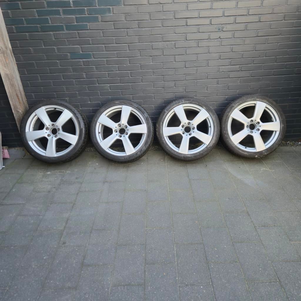 Mooie  18 inch breedset voor W221 Mercedes met nieuwe banden, 18 inch, Gebruikt, Banden en Velgen, Ophalen of Verzenden