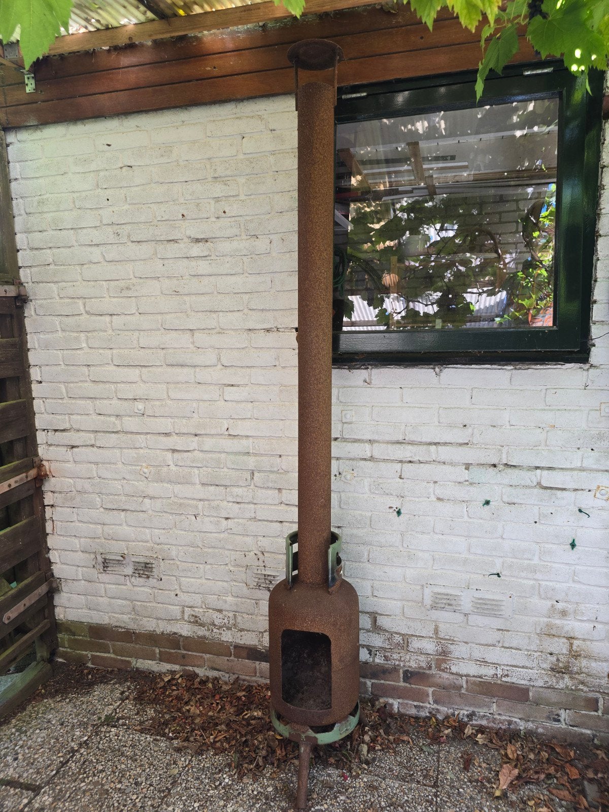 Vuurkorf met hoge pijp - model gasfles, Tuin en Terras, Ophalen, Gebruikt, Vuurkorf