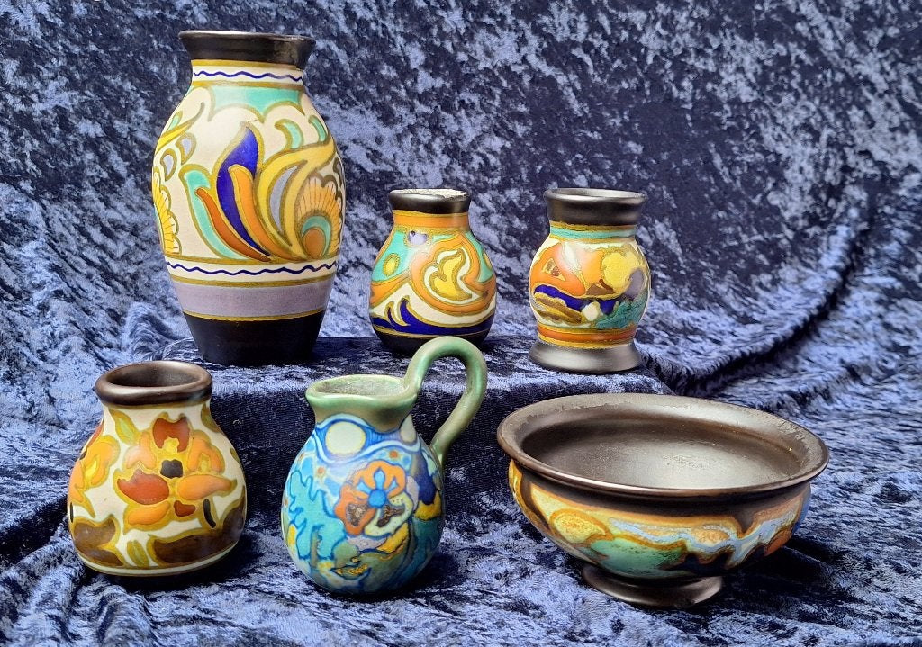 Plateel Gouda kannetje/vaasjes/schaaltje, Antiek en Kunst, Ophalen of Verzenden