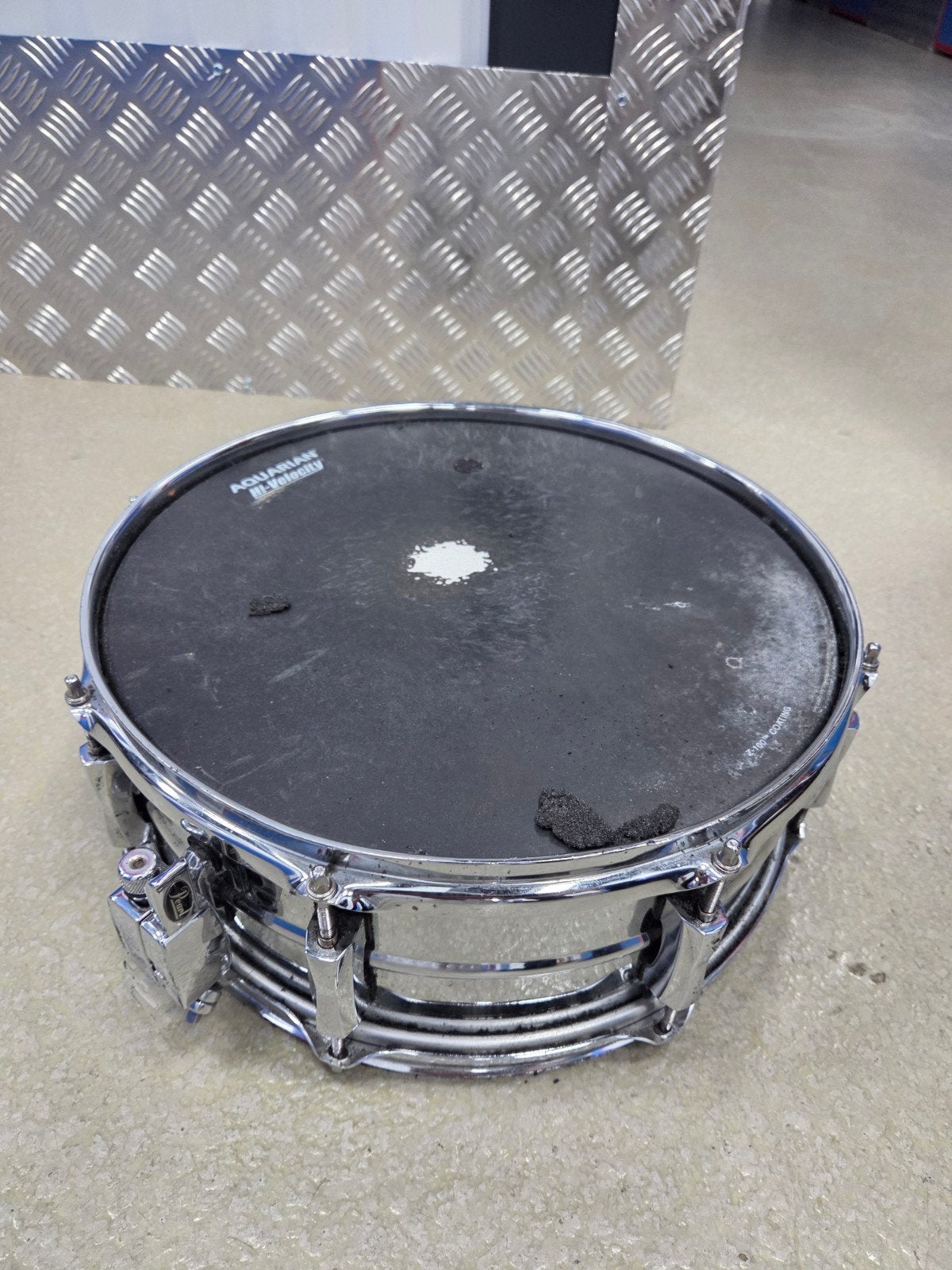 Pearl SensiTone Steel Snare Drum met extra ondervel, Ophalen of Verzenden, Gebruikt, Pearl