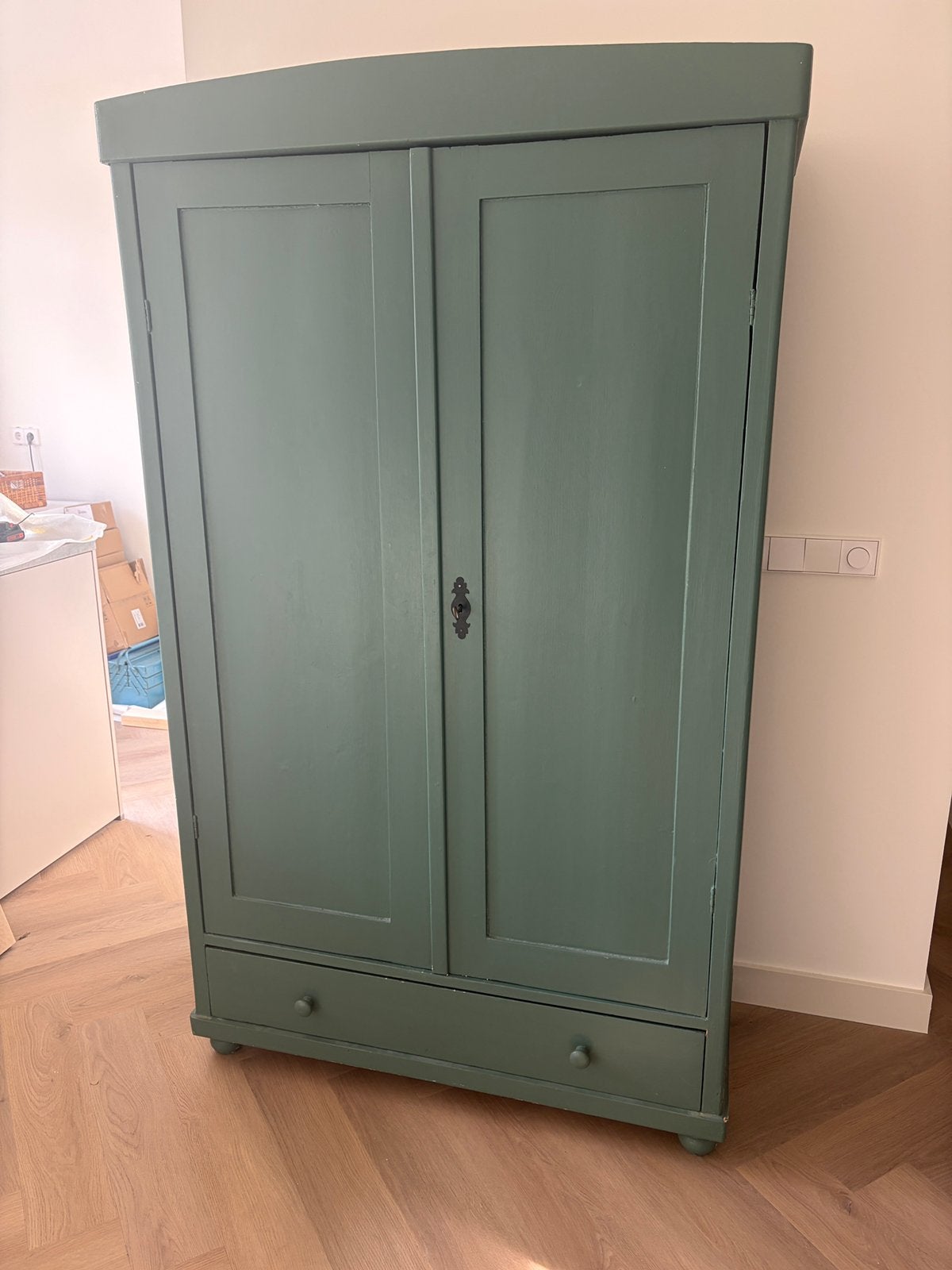 Linnenkast Van Dijk & Co - blauw/groen, Huis en Inrichting, Kasten | Kledingkasten, Ophalen, Zo goed als nieuw, 50 tot 75 cm, 200 cm of meer