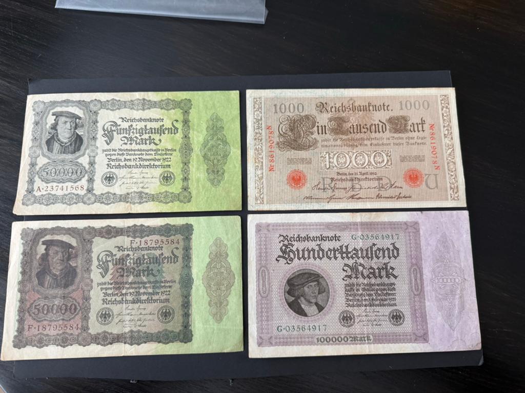 4 Oude Duitse Bankbiljetten - Inflatiegeld uit 1922, Ophalen of Verzenden, Duitsland, Setje
