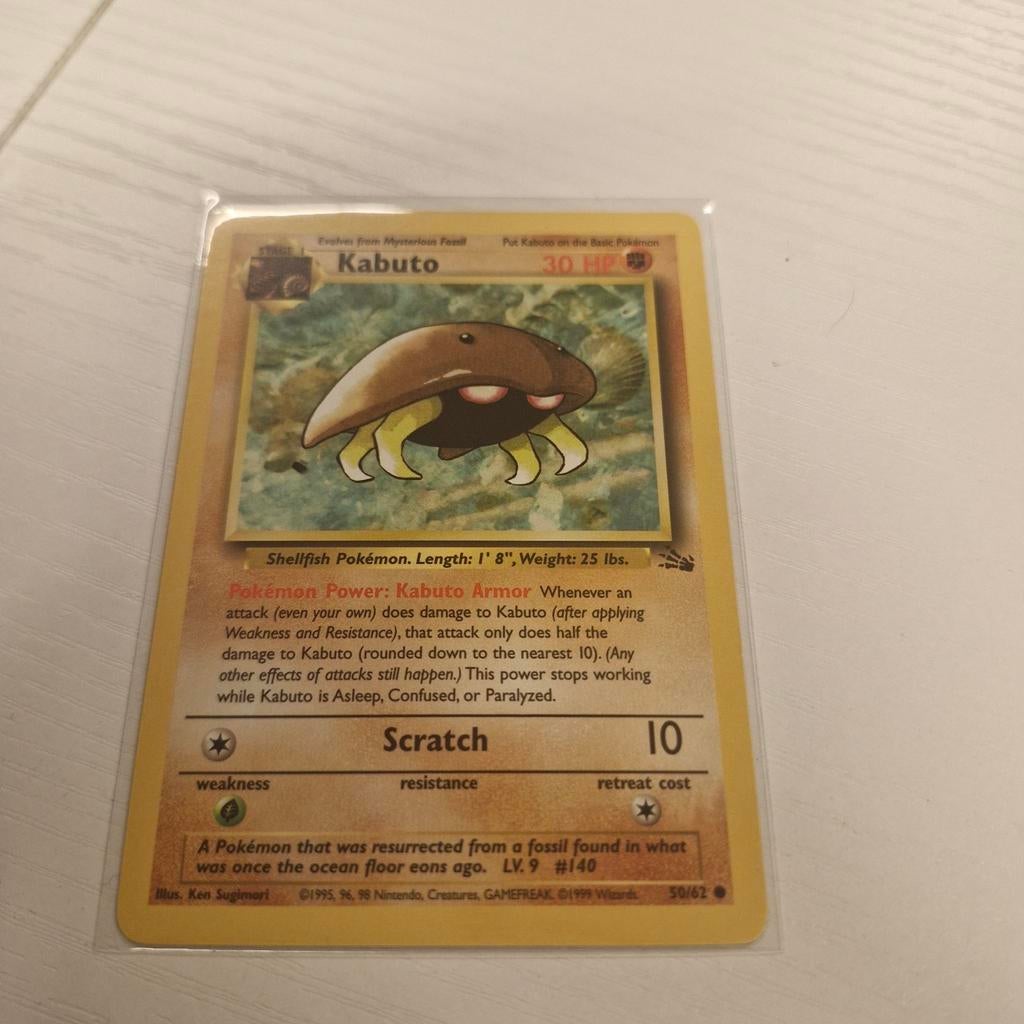 Pokémon Kaart Kabuto 50/62 - Fossil Set, Ophalen of Verzenden, Gebruikt, Losse kaart