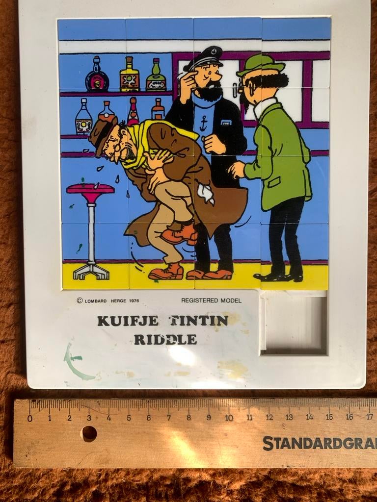 Vintage Kuifje Schuifpuzzel - Kapitein Haddock & Jansen, Verzamelen, Ophalen of Verzenden, Kuifje, Gebruikt