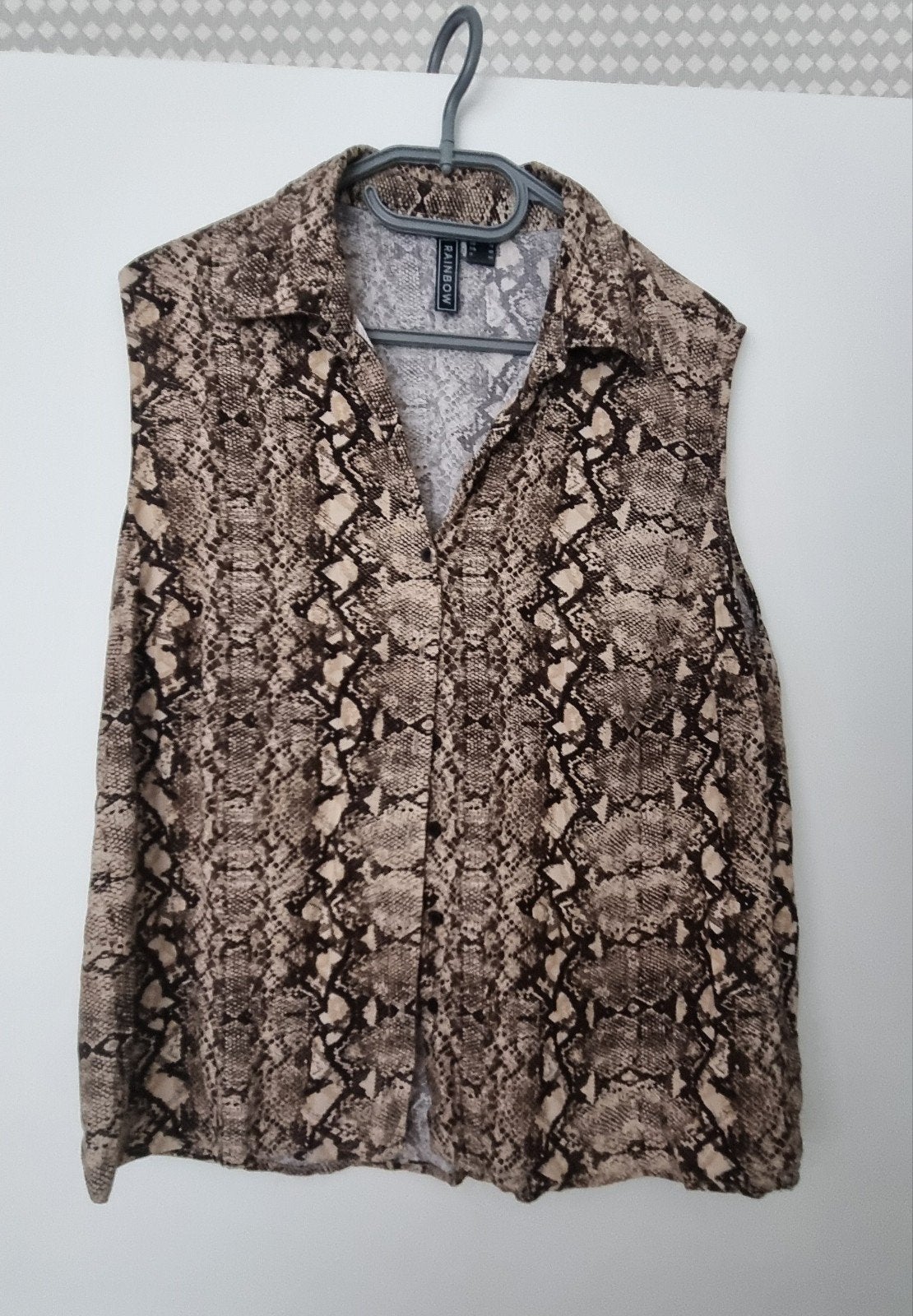 Rainbow mouwloze blouse met slangenprint, maat 44, Kleding | Dames, Rainbow, Beige, Maat 42/44 (L), Ophalen of Verzenden