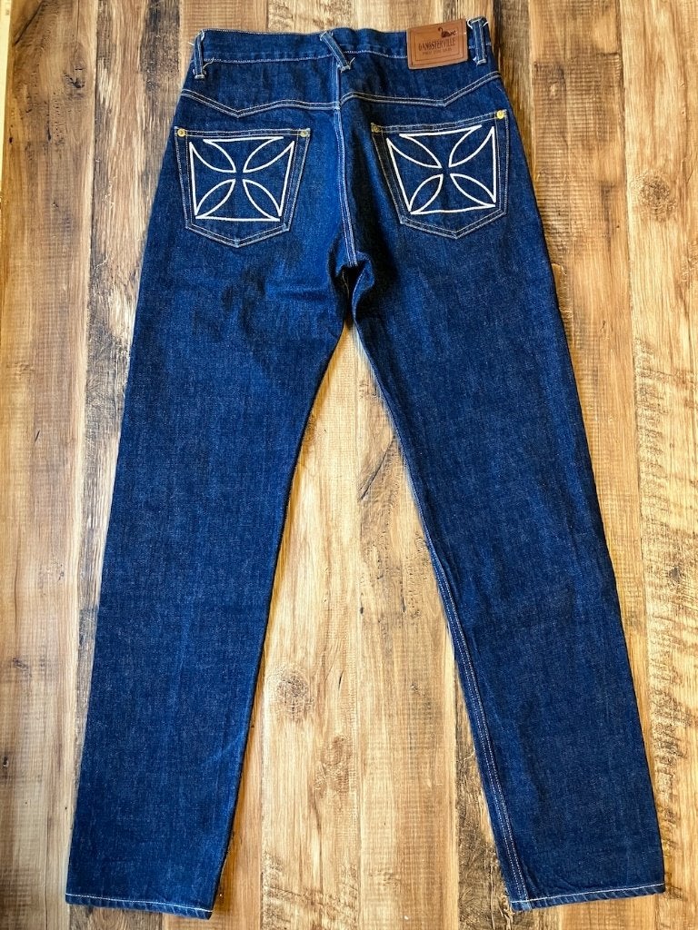 GANGSTER VILLE  W31xL32 Slim fit Japanese Selvedge Jeans, Ophalen of Verzenden, Zo goed als nieuw, Blauw, W30 - W32 (confectie 38/40)