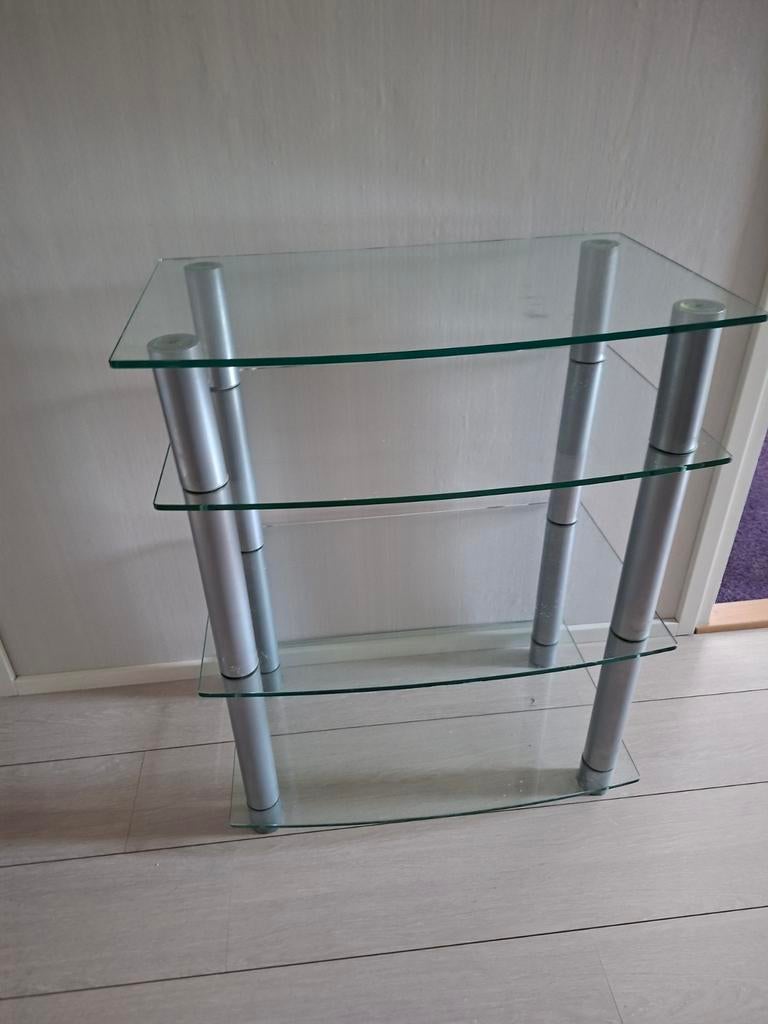 Glazen tv tafel, Huis en Inrichting, Ophalen, Zo goed als nieuw, Glas, Cd's