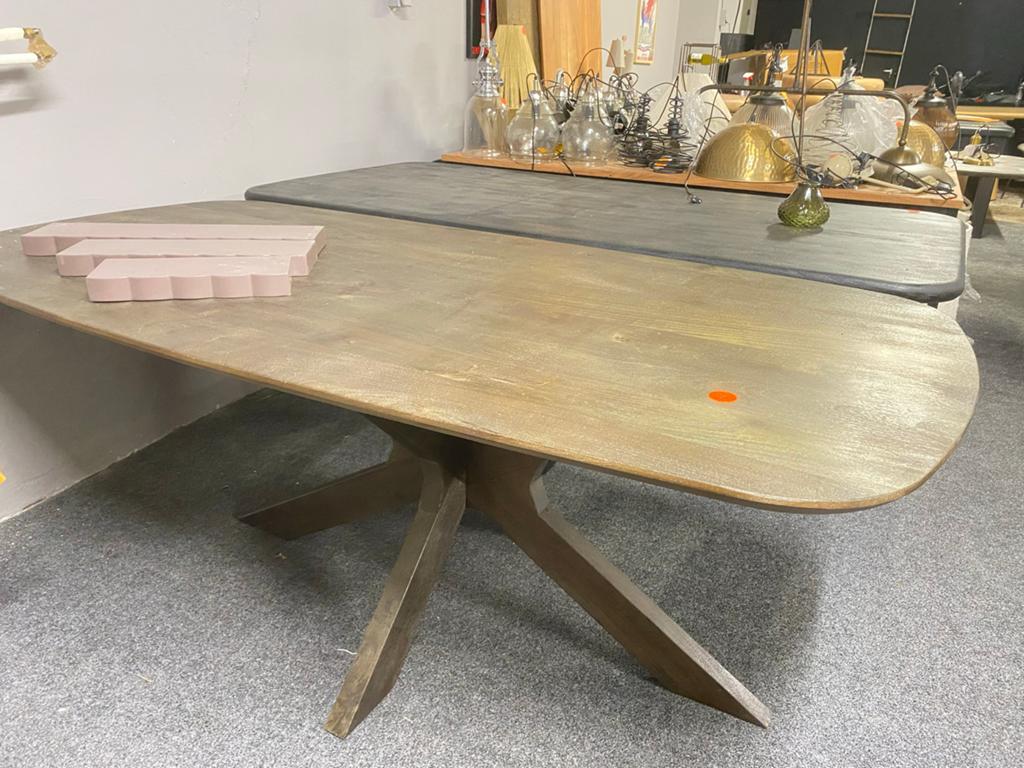 Deense ovale eettafel 180x90 massief hout notenkleur, Ophalen, Nieuw, 50 tot 100 cm, Vijf personen of meer