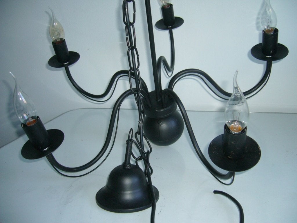 Te koop een nog heel leuke 5 armige hanglamp, Ophalen, Gebruikt, Metaal, E14 (klein)