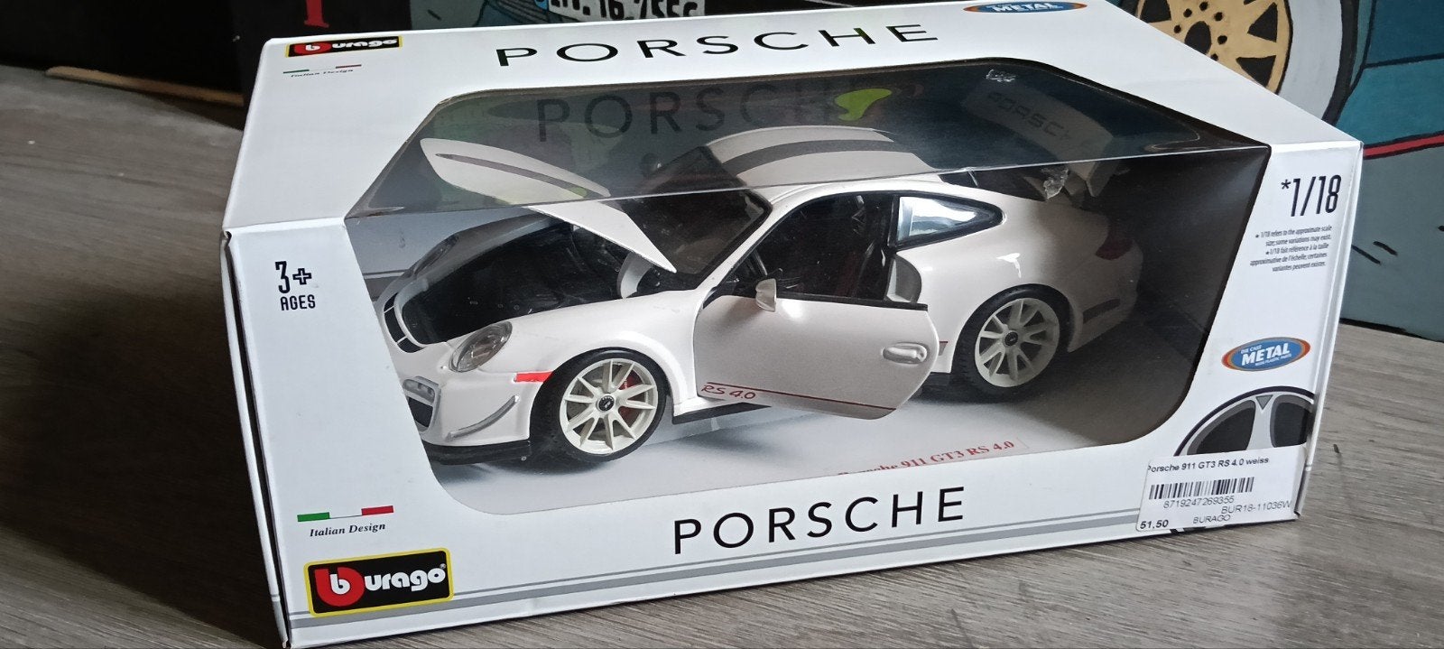 Porsche 911 GT3 RS 4.0 modelauto 1:18 Bburago, Hobby en Vrije tijd, Modelauto's | 1:18, Ophalen, Nieuw, Auto, Bburago