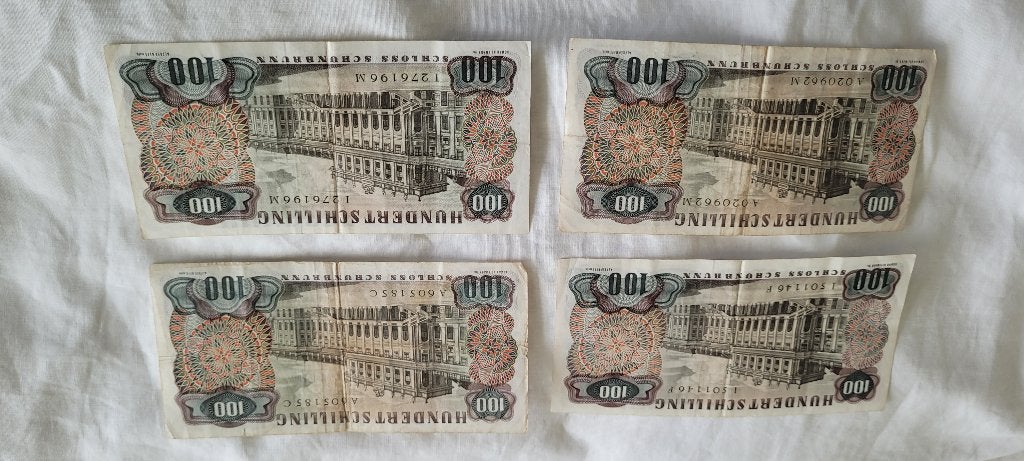 Set van 4 Bankbiljetten - 100 Schilling 1960, Ophalen of Verzenden, Oostenrijk, Setje