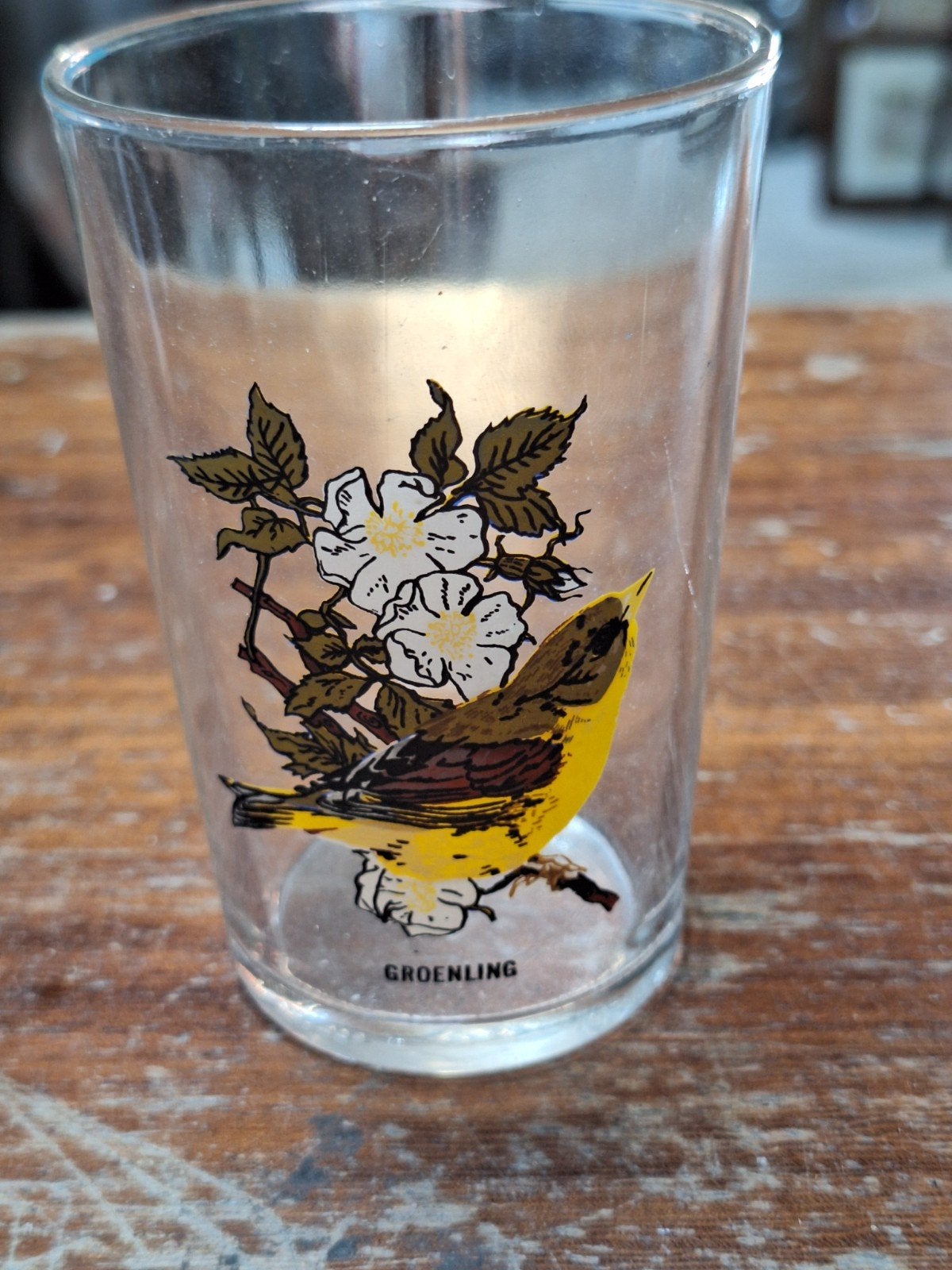 Vintage glas Groenling  Vogel, Ophalen, Glas of Glazen, Overige stijlen, Glas