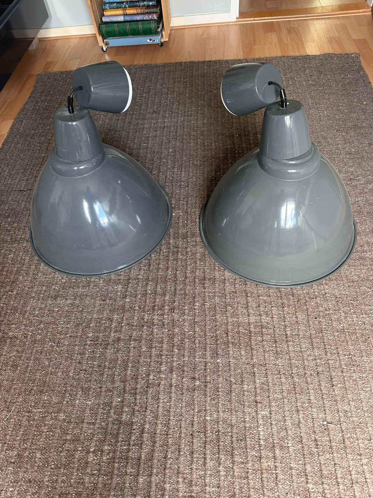 2 grijze hanglampen met een doorsnee van 50 cm, Ophalen, Gebruikt, Rond
