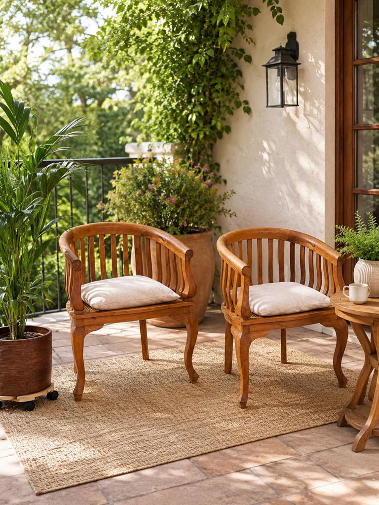 Vintage Teak Houten Stoelen met Riet Zitting, Huis en Inrichting, Ophalen, Gebruikt, Twee, Bruin