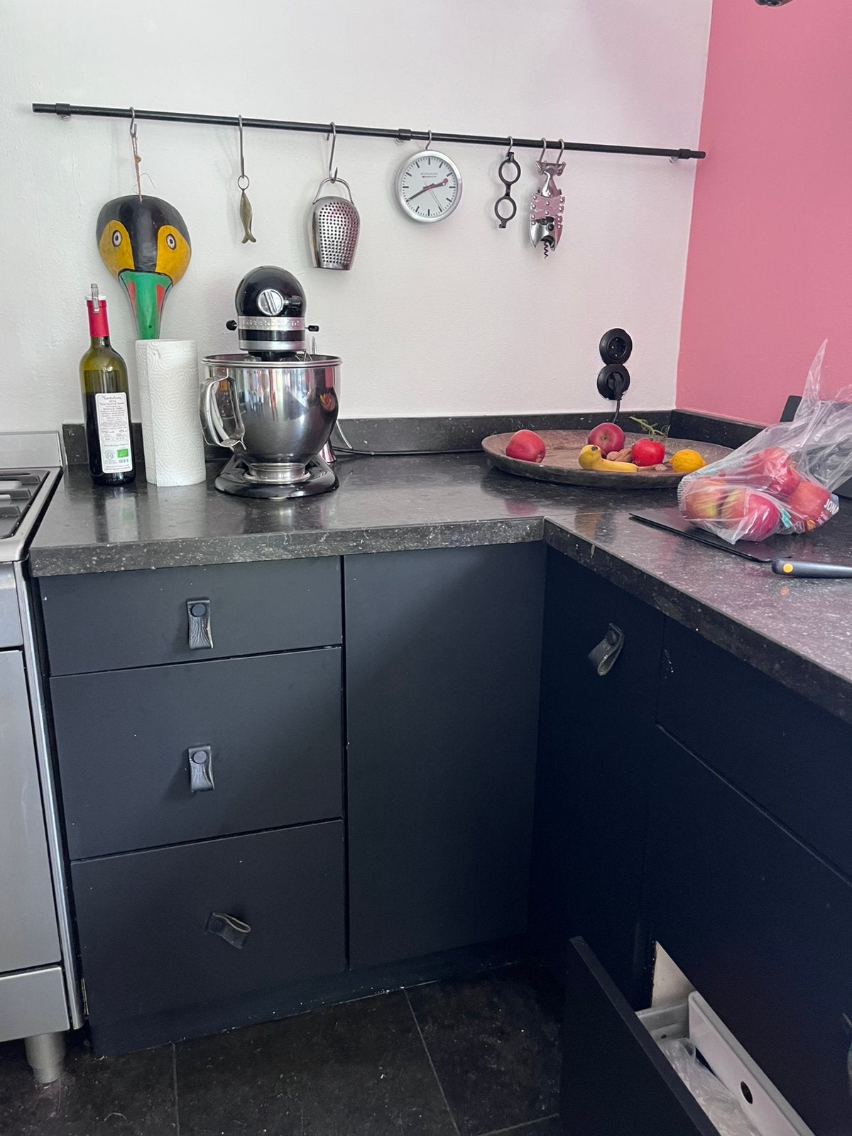 Keuken tulp, Gebruikt, Zwart, Hoekkeuken, Graniet of Steen