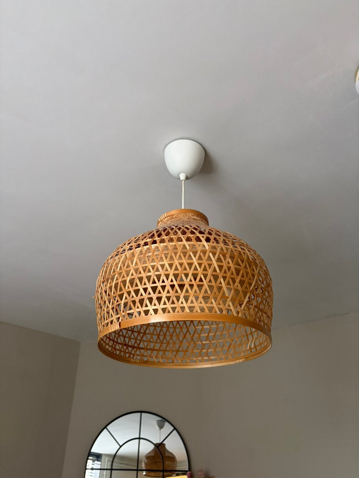 IKEA MISTERHULT pendant lamp, Huis en Inrichting, Ophalen, Gebruikt, Natuurlijk materiaal
