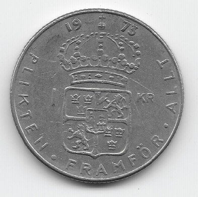 Zweden 1 krona 1973 KM# 826a (1), Verzenden, Overige landen, Losse munt
