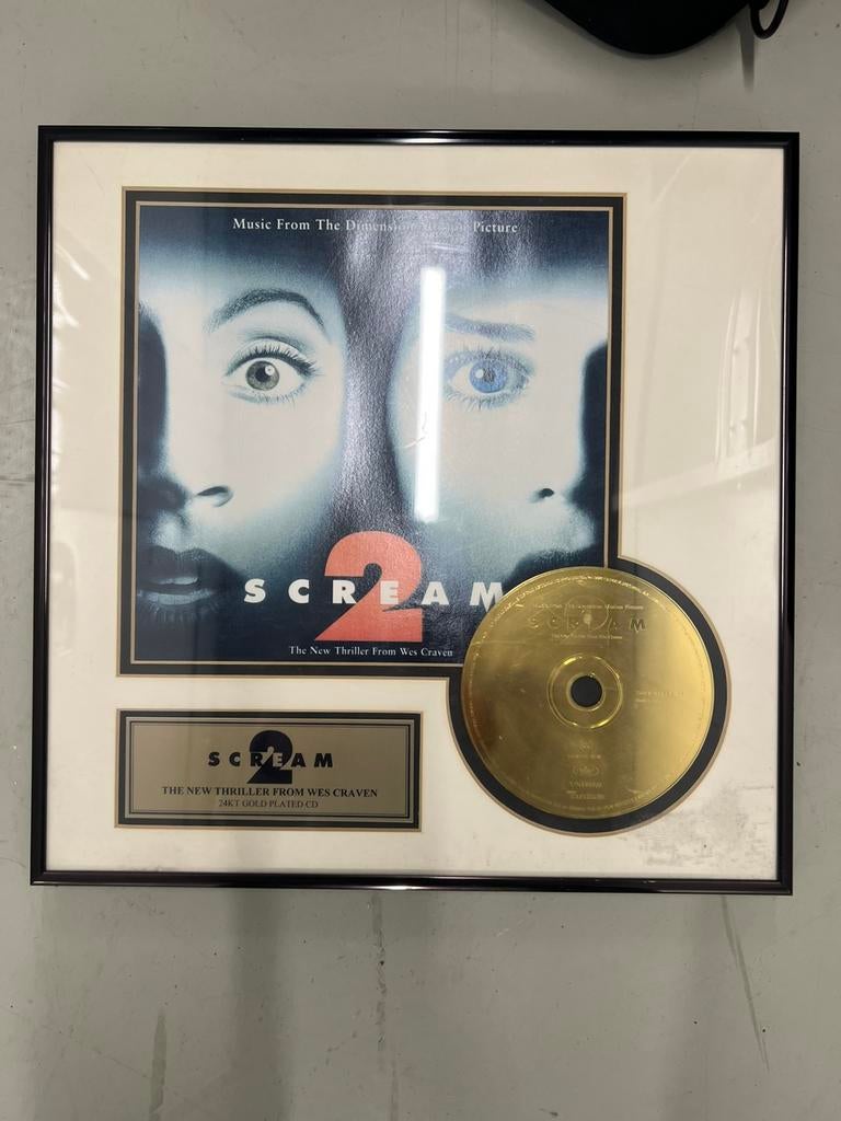 ingelijste goldplated plaquette van de film Screamed 2 1997, Ophalen of Verzenden, Zo goed als nieuw, Foto of Kaart