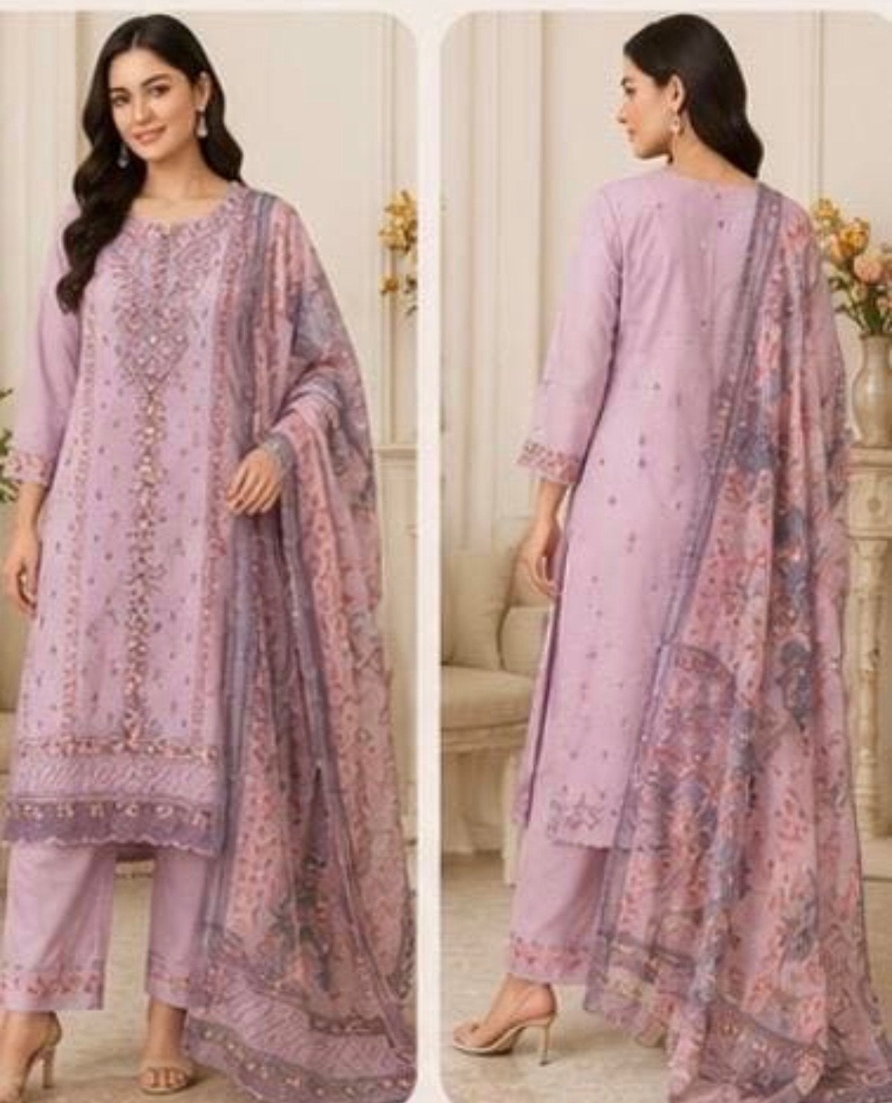 Prachtige Desi Kurta Set, Kleding | Dames, Maat 38/40 (M), Paars, Nieuw, Ophalen of Verzenden