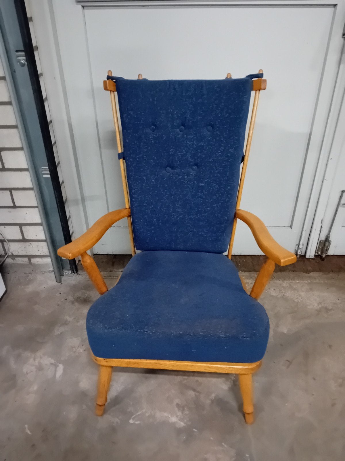 Fauteuil met losse kussens, Ophalen, Hout, Gebruikt, Klassiek