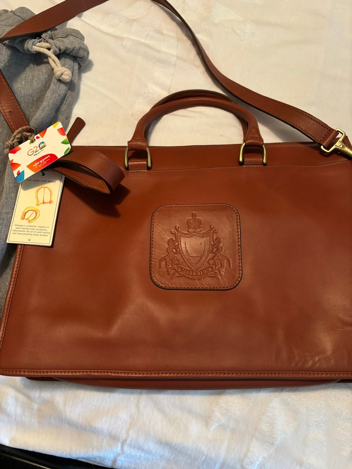 Hidesign Leren Aktetas/Schoudertas - Nieuw met labels, Sieraden, Tassen en Uiterlijk, Ophalen of Verzenden, Nieuw, Bruin, Overige typen