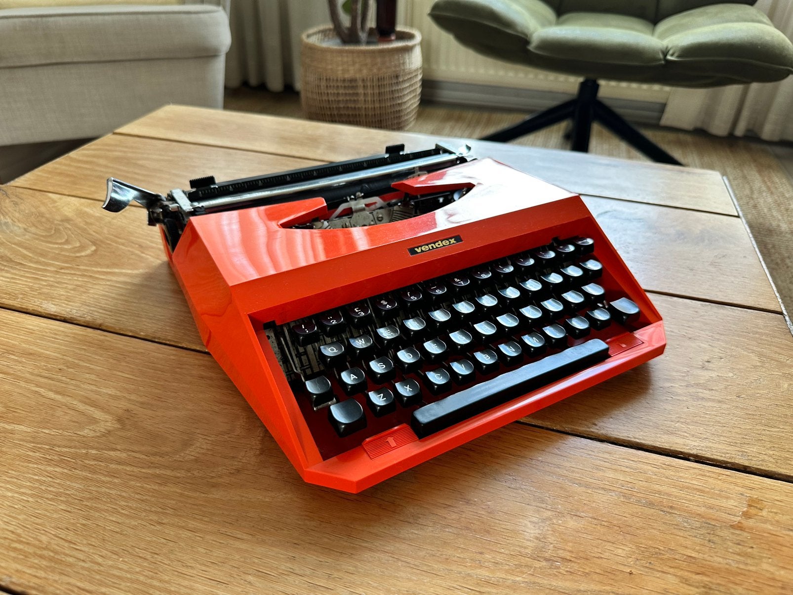 Vintage Vendex typemachine rood/oranje – werkend, topstaat, Ophalen of Verzenden, Zo goed als nieuw