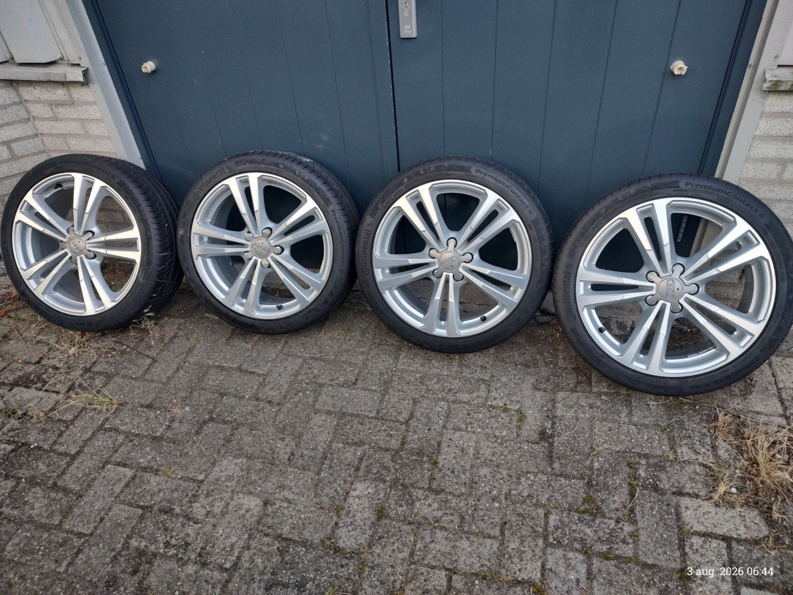 Audi 18 inch velgen met Continental zomerbanden, Ophalen, 18 inch, Gebruikt, Banden en Velgen