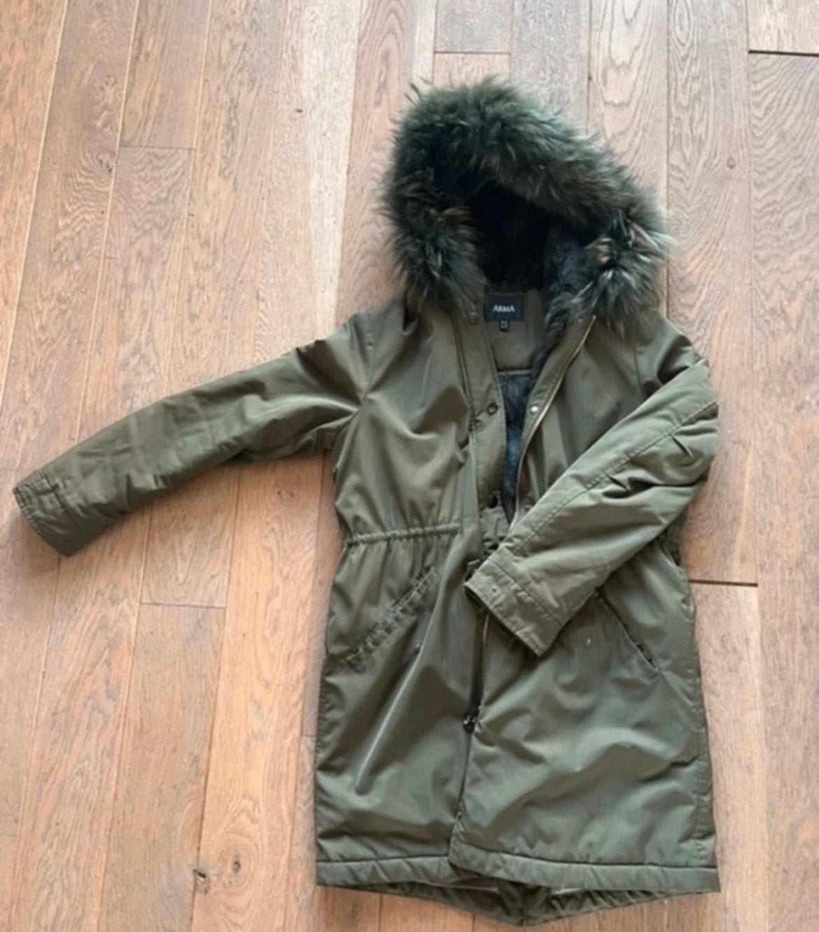 ARMA winterjas met bontkraag en voering - Maat 38/40 (M), Ophalen of Verzenden, Zo goed als nieuw, Maat 38/40 (M), Groen
