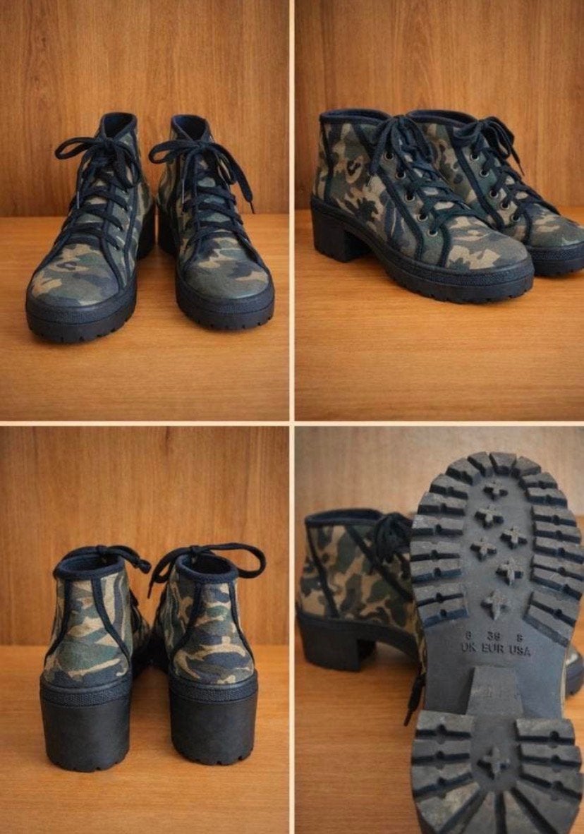 Stoere camouflage enkellaarsjes — maat 39, Overige kleuren, Lage of Enkellaarzen, Ophalen of Verzenden, Zo goed als nieuw
