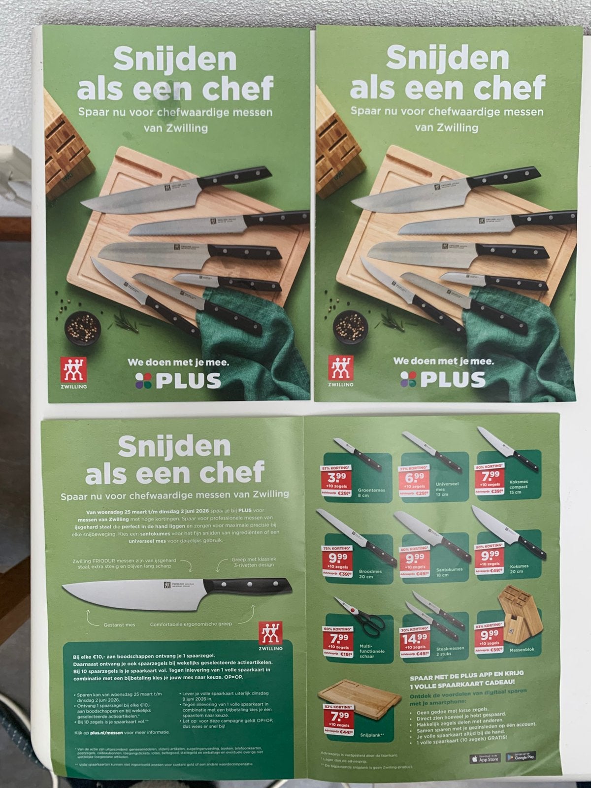 6 volle spaarkaarten voor messenzegels van Plus, Ophalen of Verzenden, Winkel, Super of Benzinepomp, Volle spaarkaart