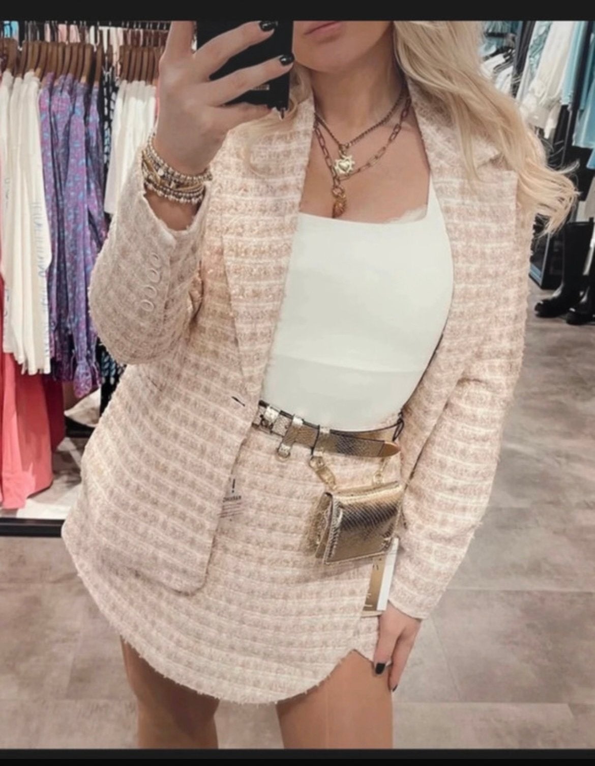 Co-ord set, Roze, Crème JoshV, Josh V blazer en broekrokje S, Kostuum of Pak, Verzenden, Nieuw, Roze