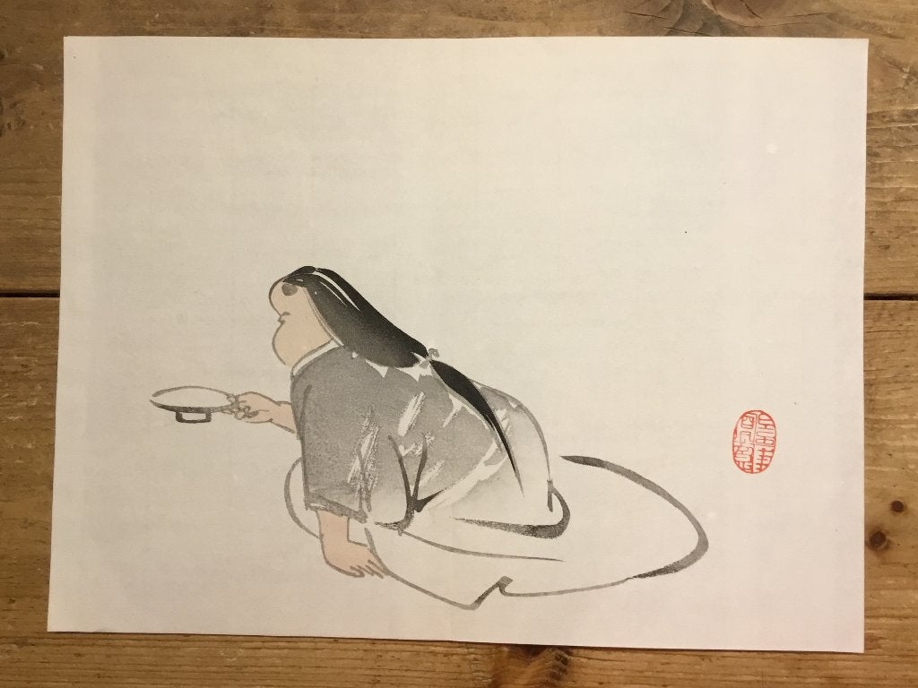 Oude Japanse houtblok prent, Antiek en Kunst, Kunst | Niet-Westerse kunst, Wanddecoratie, Verzenden, Handgemaakt, Papier/karton