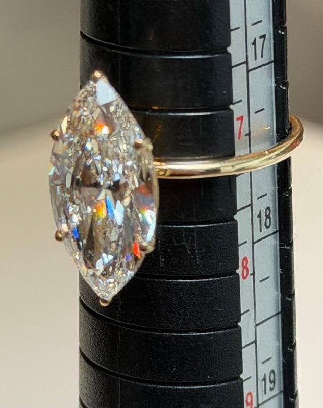 Geel gouden ring met VS1 diamant van maar liefst 5.00ct!, Sieraden, Tassen en Uiterlijk, Ringen, Nieuw, Ophalen of Verzenden, 17 tot 18