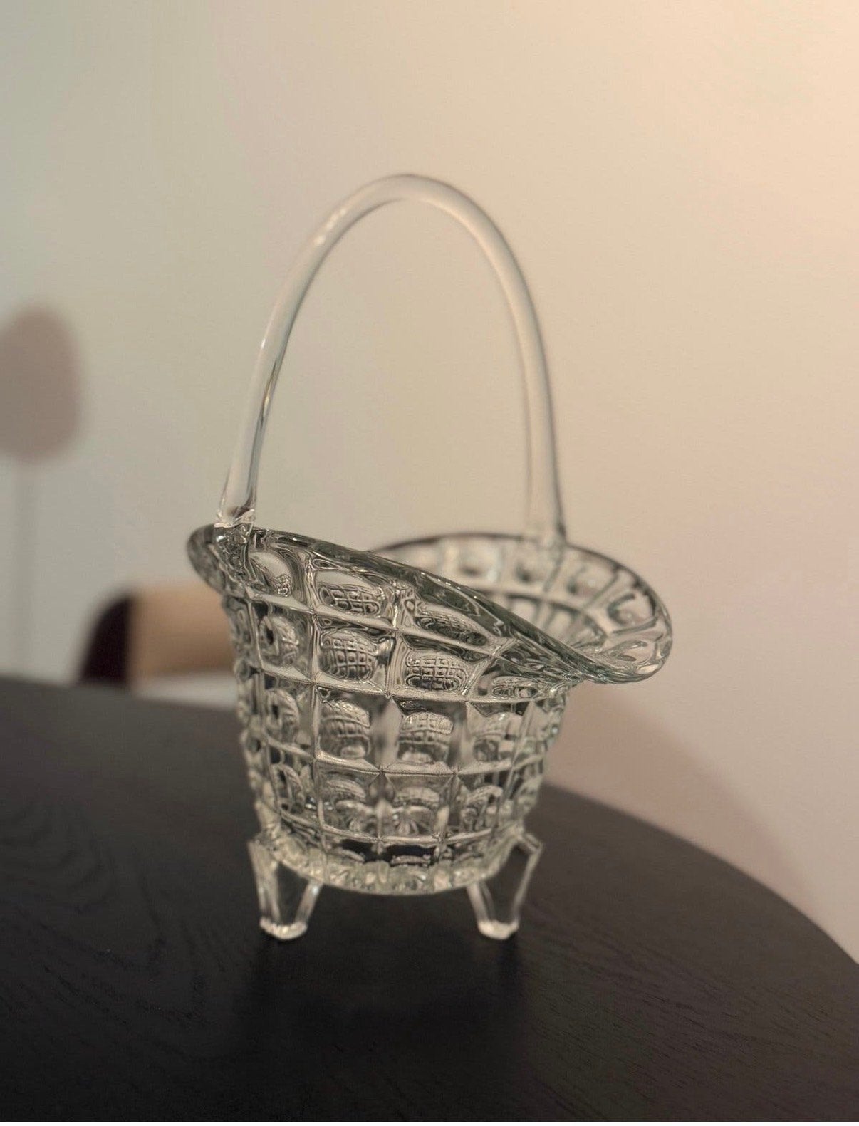 Vintage glazen mandje met handvat, Antiek en Kunst, Ophalen