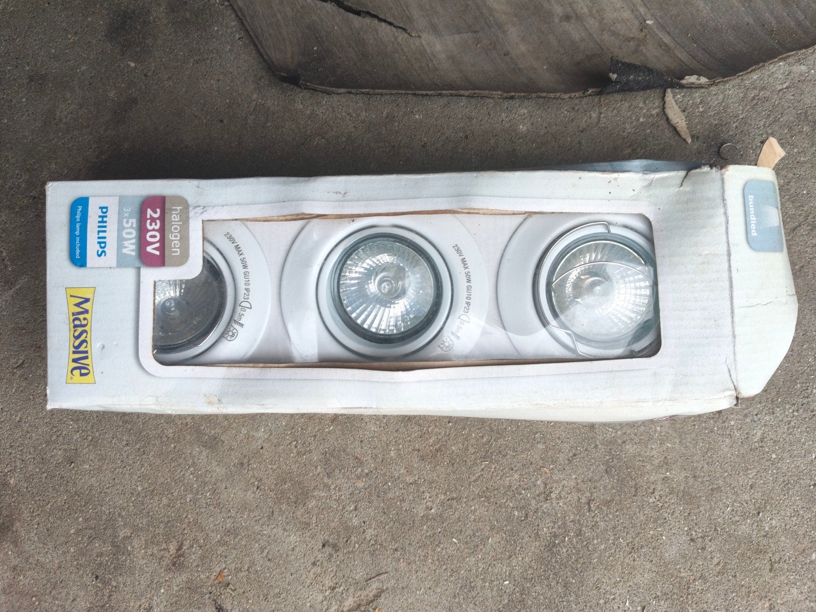 Philips Massive Inbouwspots 3x50W GU10 Halogeen, Huis en Inrichting, Halogeen, Inclusief lichtbron, GU10, Nieuw