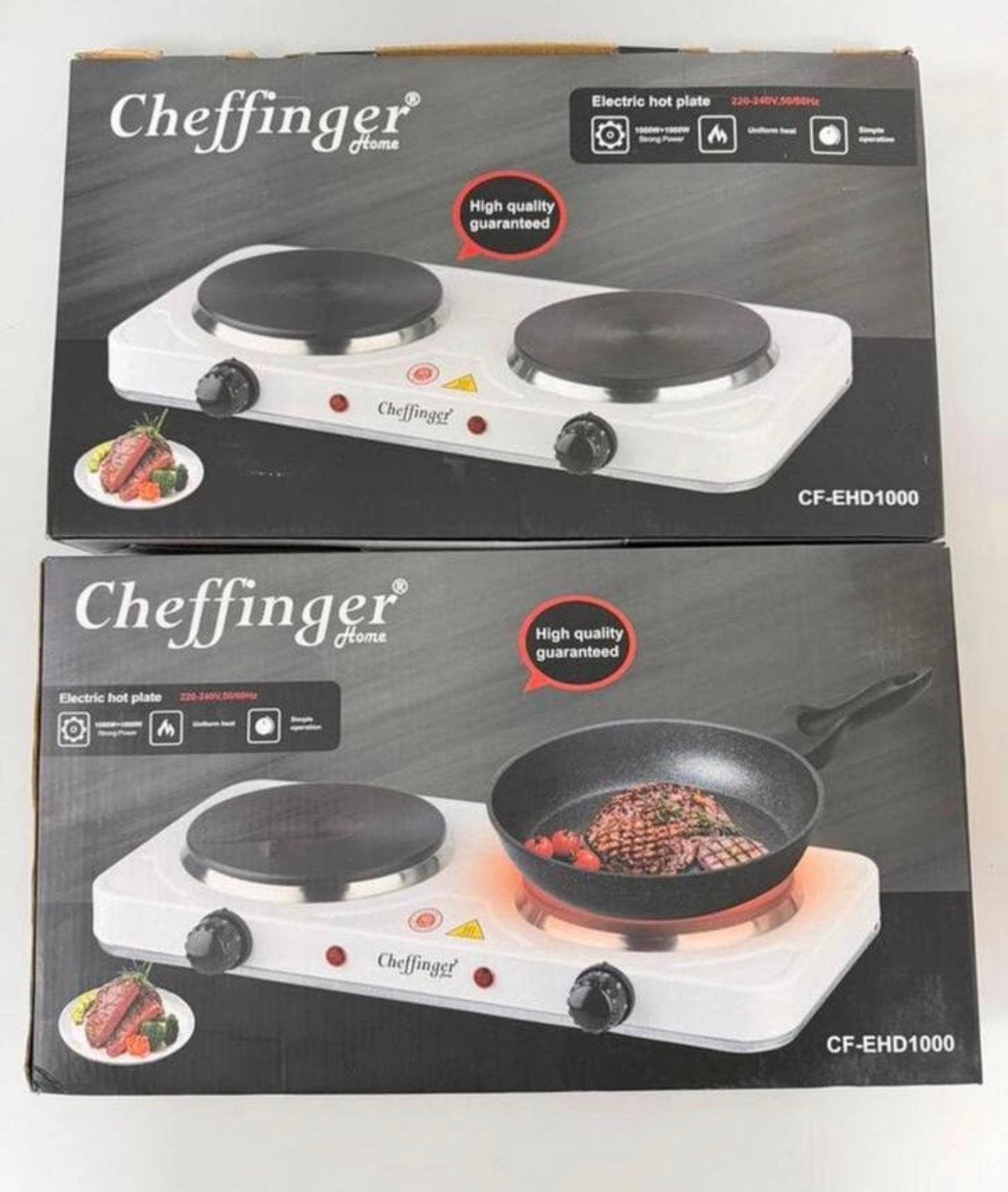 Cheffinger CF-EHD1000 Dubbele Elektrische Kookplaat – 1000W, Nieuw, 3 kookzones of minder, Ophalen of Verzenden, H