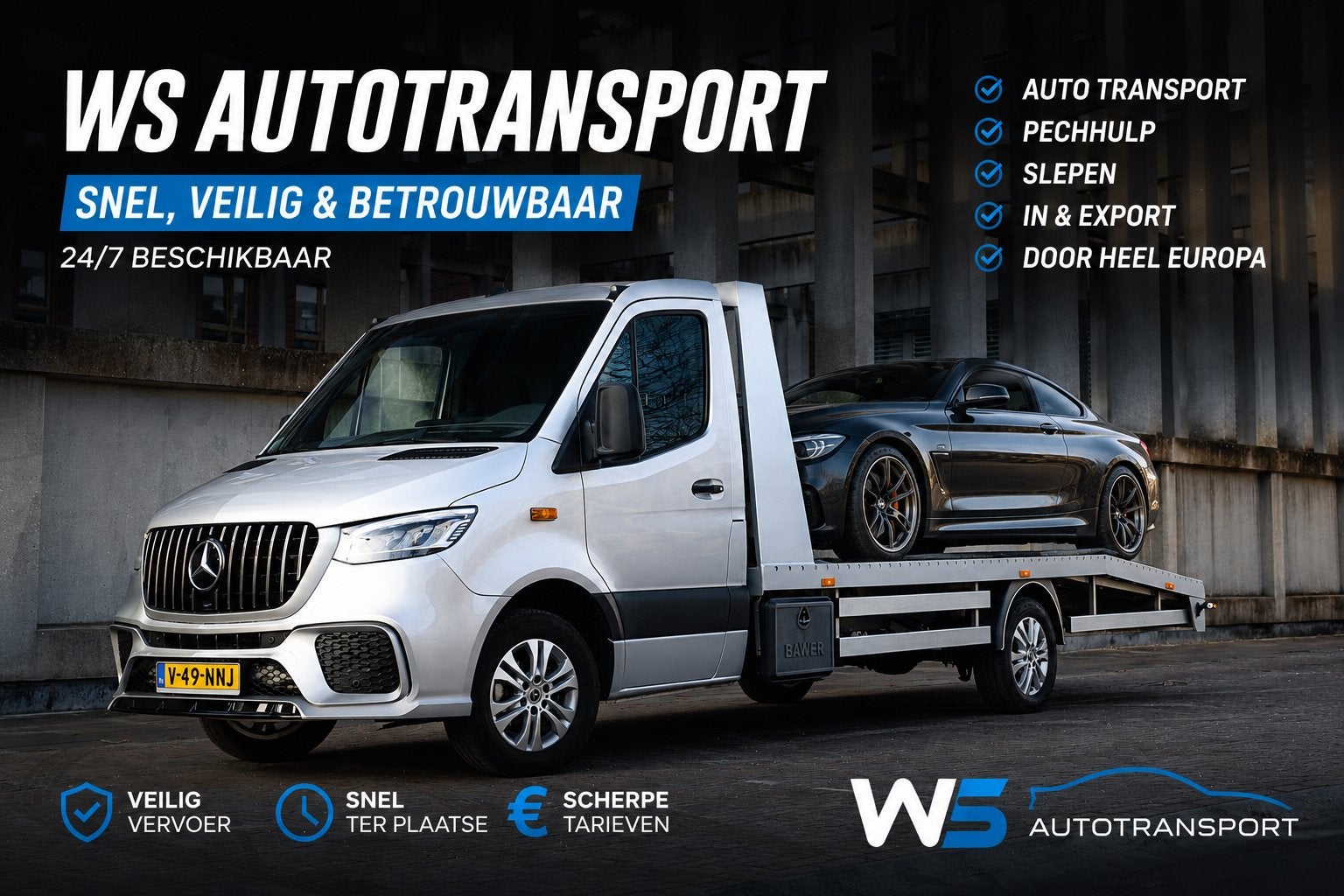 Autotransport | Sleepdienst, Pechhulp, Takeldienst NL Belgie, Koeriersdiensten