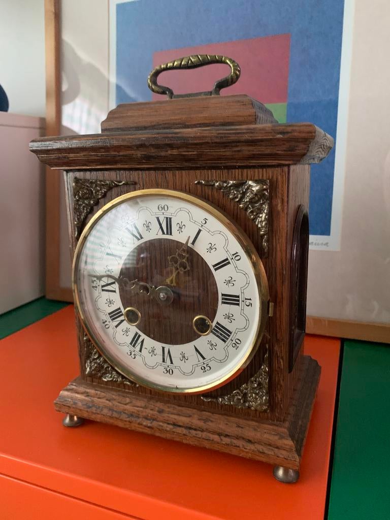 Antieke tafelklok FHS Germany uurwerk, Antiek en Kunst, Antiek | Klokken, Ophalen of Verzenden