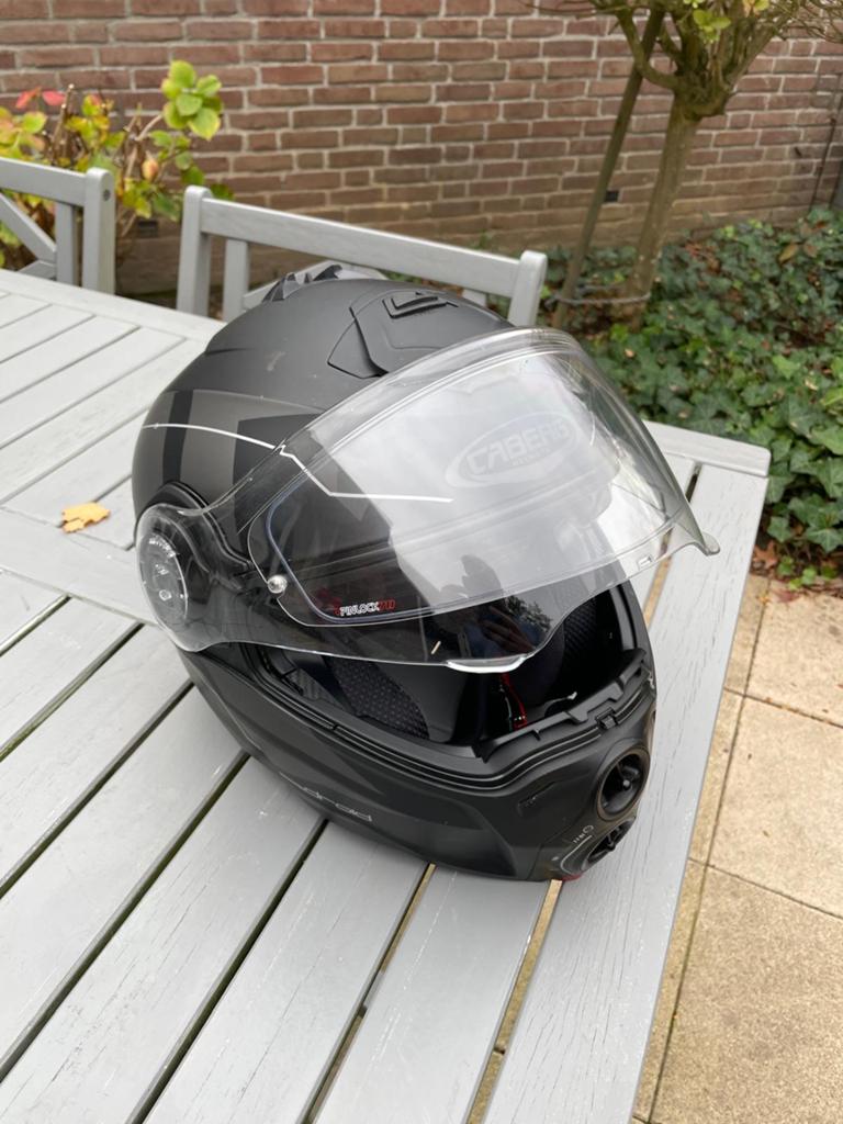 Caberg Droid Systeemhelm - Zo goed als nieuw, Motoren, Kleding | Motorhelmen, Heren, Systeemhelm, Caberg, Tweedehands, Ophalen of Verzenden