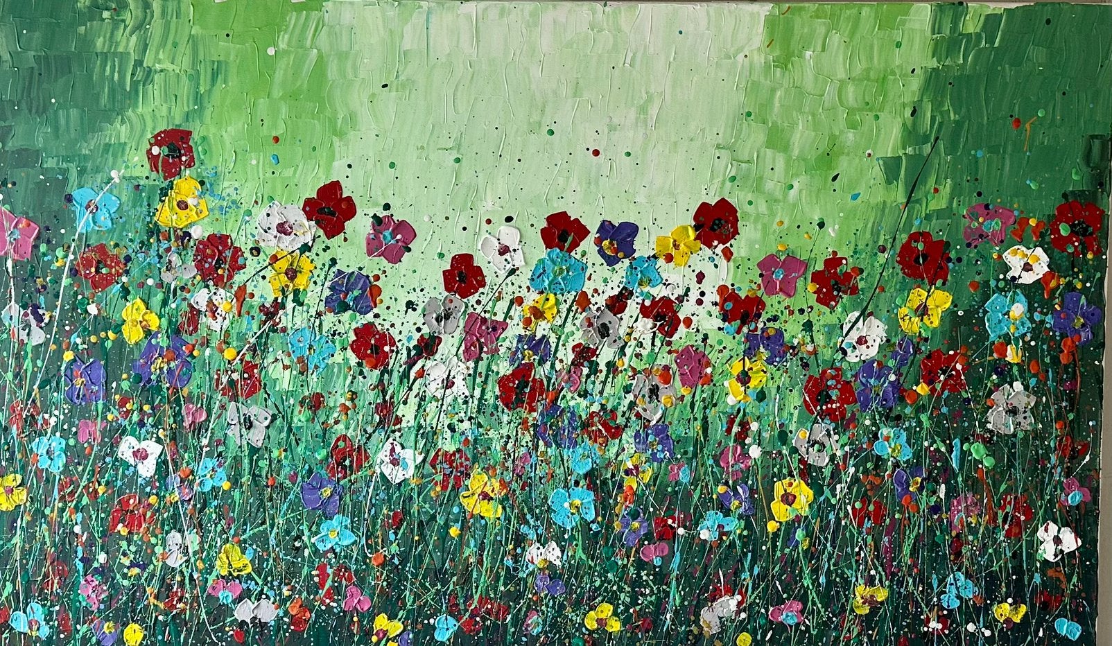 Valera- Bloemen- Handgeschilderd- Uniek- XL, Ophalen of Verzenden